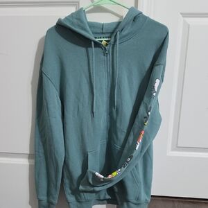 Hello Kitty Teal Zip-Up Hoodie with Character Sleeve Art